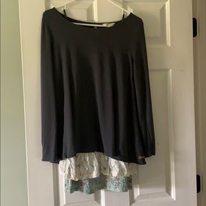 Matilda Jane Gray/Charcoal Layered Top
